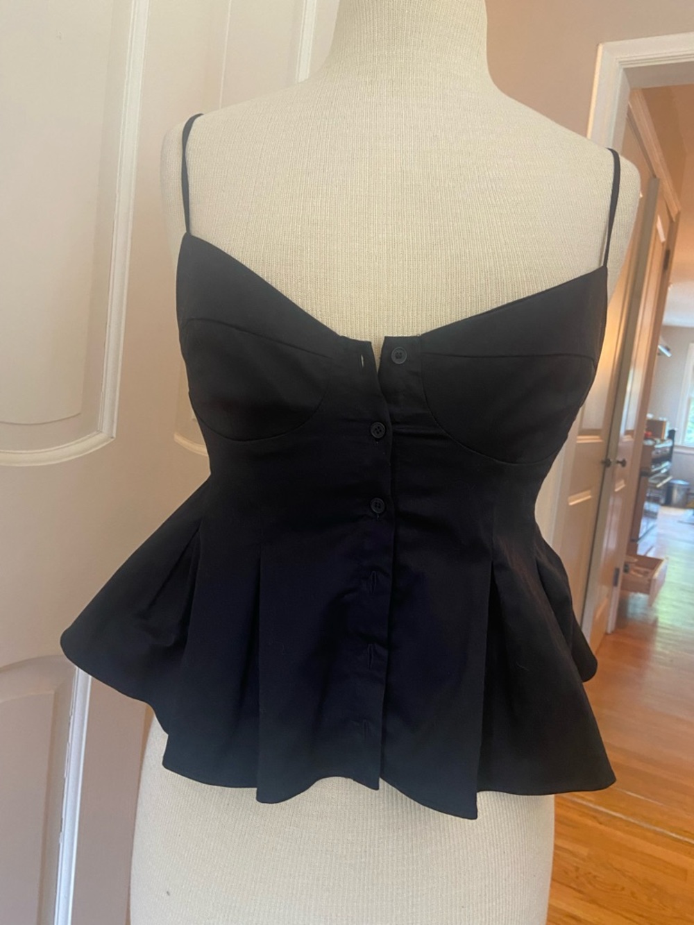 Zara Black Peplum Button-Front Tank Top